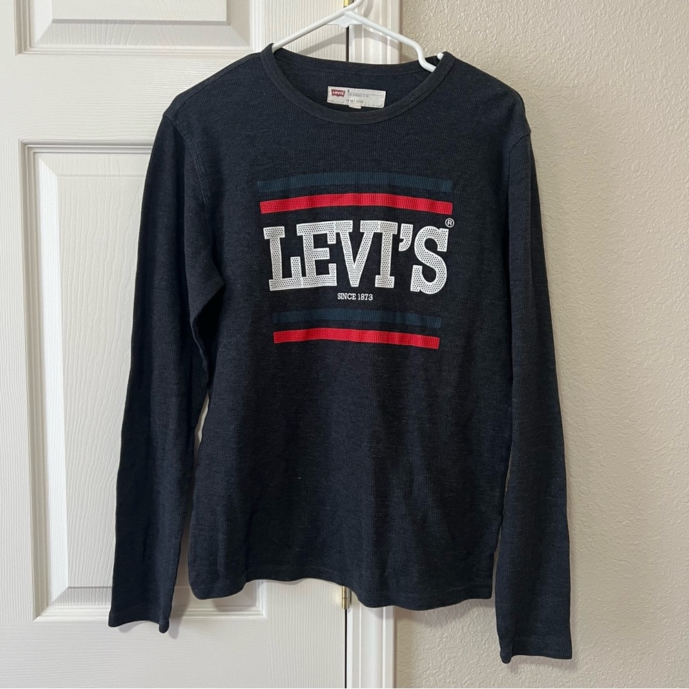 Levi's Men's Charcoal Waffle Knit Long Sleeve Tee Size Medium